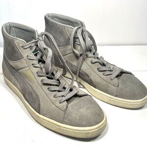 PUMA Suede Embossed Mid Hi Gray Sneakers Trainers 356340-16 US Size 11-1/2